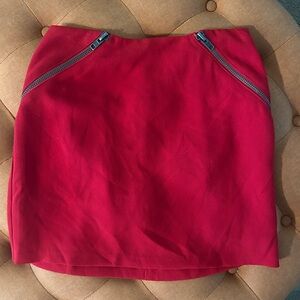 BCBGeneration Red Mini Skirt with Zipper Details